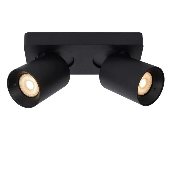 Lucide NIGEL - Ceiling spotlight - LED Dim to warm - GU10 - 2x5W 2200K/3000K - Black - detail 1